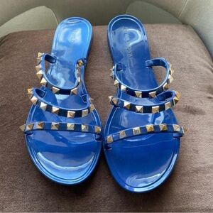 Blue and gold studded jelly sandals BNWOT